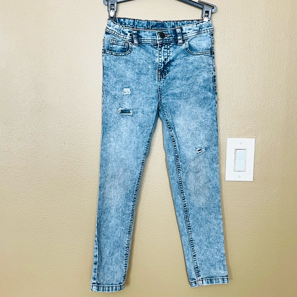 Little Kids Blue Jean Boy 6-7 years old / 122 cm COTTON  Light Blue / White